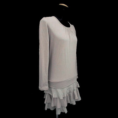 【中古】マリアーニ MALIANI チュニック カットソー 長袖 ドッキング 切替え フリル グレー系 グレーパープル 7 レディース 【ベクトル 古着】 210703