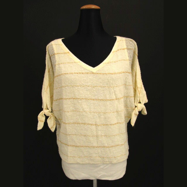 V-Neck - 【中古】カリテ qualite ニット 半袖 Vネック オフ白 ラメ 日本製 レディース 【ベクトル 古着】 170929 ベクトル店