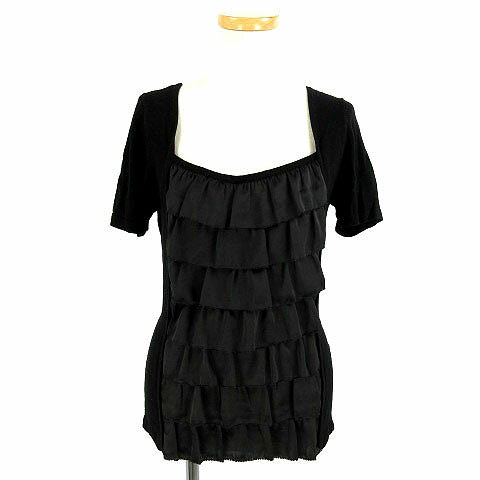 【中古】クードシャンス CdeC COUP DE CHANCE カットソー ティアードフリル スクエアネック 半袖 黒 38 レディース 【ベクトル 古着】 180721 ベクトル店