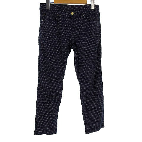 【中古】マリナヨッティング MARINA VACHTING パンツ スラックス クロップド コットン混 ストレッチ ドット ネイビー 白 26 レディース 【ベクトル 古着】 180920 ベクトル店
