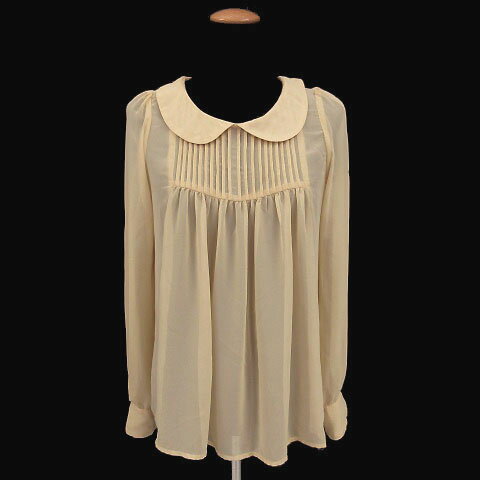 Long-Sleeved - 【中古】ムルーア MURUA シャツ ブラウス 長袖 丸襟 プリーツ シースルー プルオーバー ベージュ F レディース 【ベクトル 古着】 230123