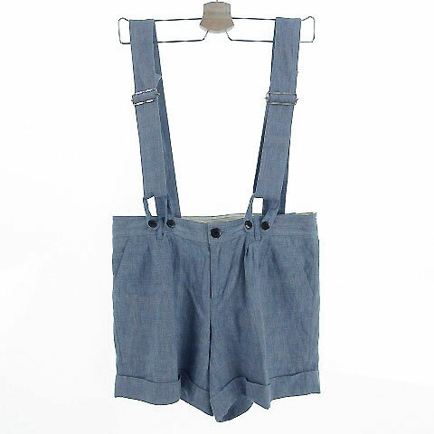 Linen, Hemp - 【中古】ガリャルダガランテ GALLARDAGALANTE パンツ ショートパンツ デニム調 サスペンダー付 リネン混 ライトブルー 水色 F レディース 【ベクトル 古着】 220609