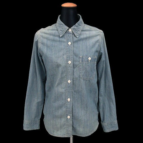【中古】アンカーハウス ANCHOR HOUSE シャツ 長袖 デニム コットン ブルー 青 F レディース 【ベクト..