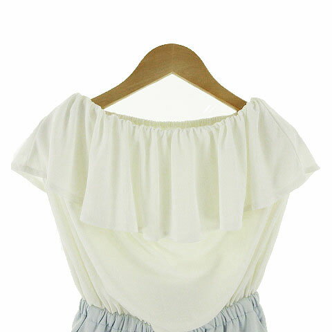 【中古】リップサービス LIP SERVICE オールインワン ラバティンカラー ドッキング 切替え オフ白 水色 M レディース 【ベクトル 古着】 220228