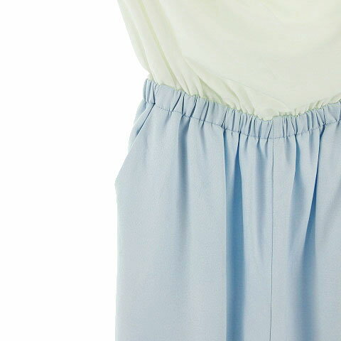 【中古】リップサービス LIP SERVICE オールインワン ラバティンカラー ドッキング 切替え オフ白 水色 M レディース 【ベクトル 古着】 220228