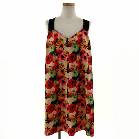 トップショップ TOPSHOP カットソー ノースリーブ チュニック丈 花柄 マルチカラー S レディース  240110