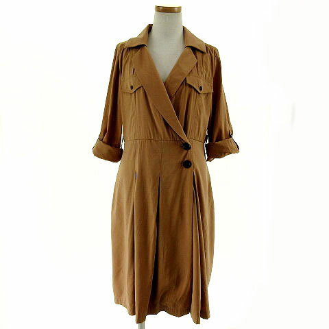 【中古】 ブージュルード Bou Jeloud コート スプリングコート 長袖 ロールアップ キャメル 38 レディース 【ベクトル 古着】 190326