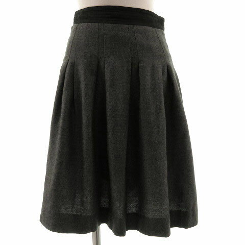 【中古】 23区 オンワード樫山 スカート ギャザースカート ひざ丈 切替 ウール 日本製 ブラック 黒 グレー 32 レディース 【ベクトル 古着】 190627