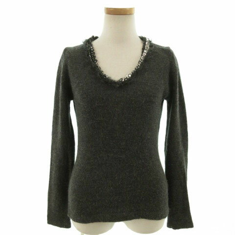 V-Neck - 【中古】プロポーション ボディドレッシング PROPORTION BODY DRESSING ニット 長袖 Vネック スパンコール グレー 2 レディース 【ベクトル 古着】 190715 ベクトルプレミアム店