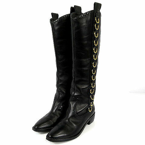 【中古】ジュゼッペザノッティデザイン GIUSEPPE ZANOTTI DESIGN ブーツ ロングブーツ レザー リング装..