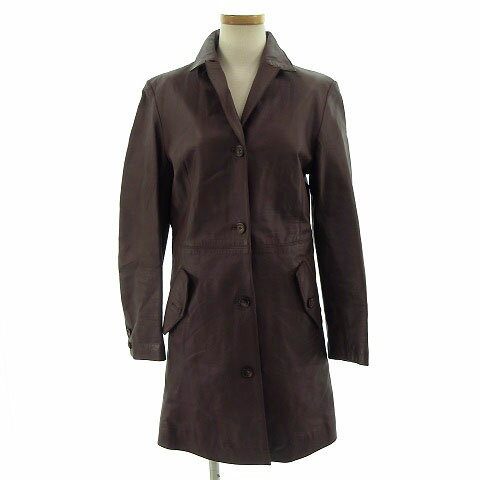 【中古】RELEASE コート 長袖 レザー ブラウン系 茶系 赤茶 レンガ色 9 レディース 【ベクトル 古着】 ..