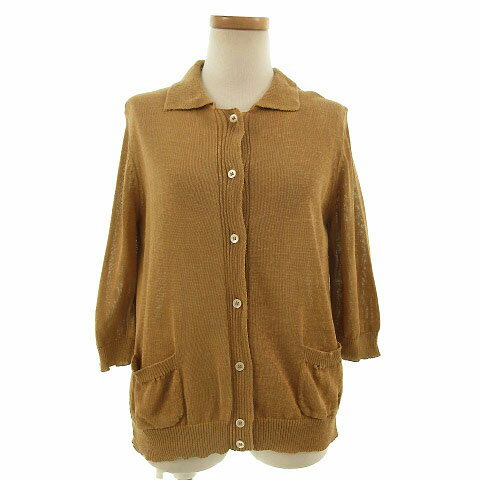 【中古】ヒューマンウーマン HUMAN WOMAN カーディガン 長袖 コットン ブラウン系 茶 M レディース 【ベクトル 古着】 190724 ベクトルプレミアム店