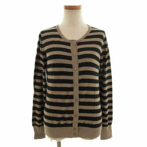 【中古】アーバンリサーチ URBAN RESEARCH カーディガン 長袖 ラウンドネック ボーダー ブラウン 茶 ブラック 黒 F レディース 【ベクトル 古着】 190812 ベクトルプレミアム店