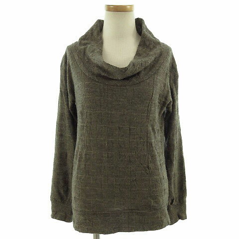 【中古】シップス SHIPS ニット 長袖 グレンチェック ウール混 グレーベージュ S レディース 【ベクト..