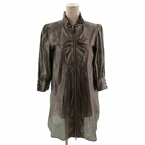 【中古】チェルシー ガーブ CHELSEA GARB ジャケット 七分袖 ジップアップ ラメ入り ブラウン 茶 シルバー レディース 【ベクトル 古着】 191126 ブランド古着ベクトルプレミアム店