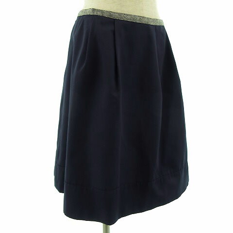 【中古】グリーンレーベルリラクシング ユナイテッドアローズ green label relaxing スカート ミディ丈 フレアー ネイビー 紺 シルバー 38 レディース 【ベクトル 古着】 200106 ベクトルプレミアム店