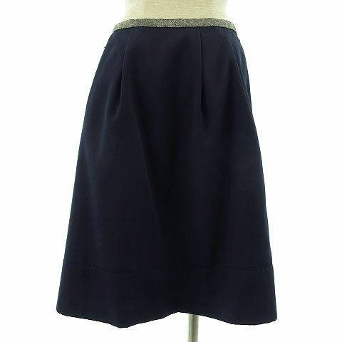 【中古】グリーンレーベルリラクシング ユナイテッドアローズ green label relaxing スカート ミディ丈 フレアー ネイビー 紺 シルバー 38 レディース 【ベクトル 古着】 200106 ベクトルプレミアム店