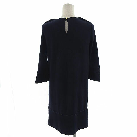 【中古】ボールジー BALLSEY トゥモローランド ワンピース ひざ丈 七分袖 ニット パイピング ウール混 ネイビー 紺 38 レディース 【ベクトル 古着】 200110 ベクトルプレミアム店