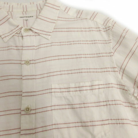 【中古】アーバンリサーチ URBAN RESEARCH シャツ 長袖 ボーダー ホワイト 白 レッド 赤 38 メンズ 【ベクトル 古着】 200911 ベクトルプレミアム店