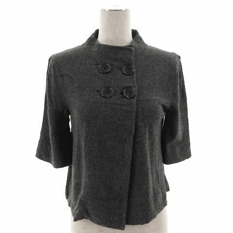 【中古】バナナリパブリック BANANA REPUBLIC ジャケット 七分袖 ニット カシミヤ混 グレー S レディー..