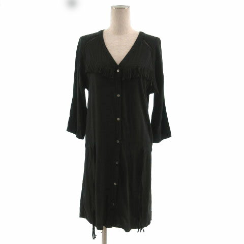【中古】メゾン スコッチ MAISON SCOTCH ワンピース 七分袖 フリンジ ウエストドローコード ブラック 黒 1 レディース 【ベクトル 古着】 200630 ベクトルプレミアム店 【中古】メゾン スコッチ MAISON SCOTCH ワンピース 七分袖 フリンジ ウエストドローコード ブラック 黒 1 レディース 【ベクトル 古着】 200630 ベクトルプレミアム店