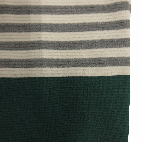 【中古】グローブ grove ワンピース ひざ丈 半袖 切替え ドッキング ボーダー オフ白 グレー グリーン 緑 M レディース 【ベクトル 古着】 200708 ベクトルプレミアム店