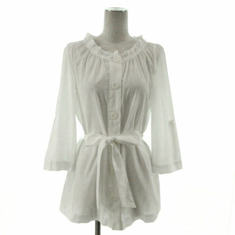 【中古】マトリーチェ バイ ヴォイスメール matrice by VOICEMAIL シャツ ブラウス 七分袖 袖ロールアップ リボンベルト 日本製 ホワイト 白 38 レディース 【ベクトル 古着】 211213