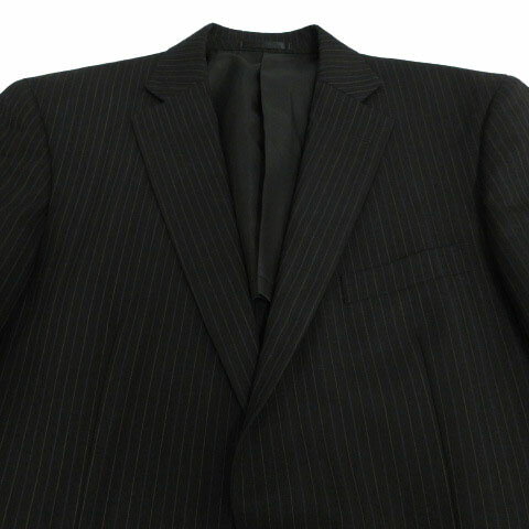 【中古】ロッチ ROCHI スーツ ジャケット テーラードカラー シングル 2B パンツ スラックス ウール混 ストライプ ブラック 黒 ネイビー 紺 グレー AB6 メンズ 【ベクトル 古着】 240725