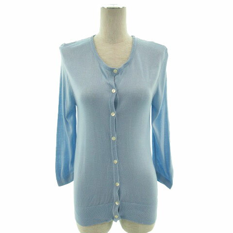 【中古】アズノウアズ ドゥバズ as know as de base カーディガン 七分袖 シェルボタン ブルー系 水色 ..