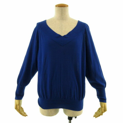 【中古】シンプリシテェ SIMPLICITE ニット Vネック 七分袖 ブルー 青 レディース 【ベクトル 古着】 2..
