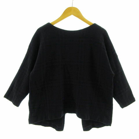 【中古】ジャーナルスタンダード レリューム JOURNAL STANDARD relume The Female ニット 長袖 ウール 総柄 ネイビー 紺 ブラック 黒 F レディース 【ベクトル 古着】 210910