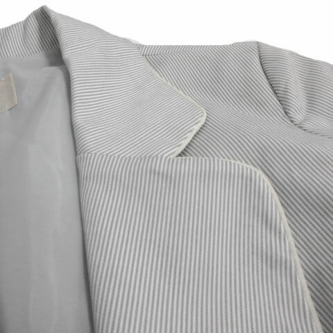 【中古】オットー OTTO ジャケット アウター テーラードカラー ダブル パイピング ストライプ グレー ホワイト 白 9 レディース 【ベクトル 古着】 221031