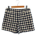 ノーリーズ Nolley's パンツ ショートパンツ チェック リネン混 ベージュ ネイビー 紺 38 レディース  210125 ベクトルプレミアム店