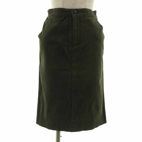 【中古】ユノートル une autre スカート ひざ丈 ストレッチ コットン混 オリーブ カーキ レディース 【ベクトル 古着】 210314