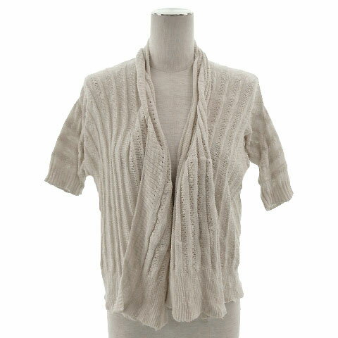 Nylon, Rayon, Polyester - 【中古】オペーク OPAQUE カーディガン 半袖 前開き ラメ入り リネン混 ベージュ 38 レディース 【ベクトル 古着】 210405