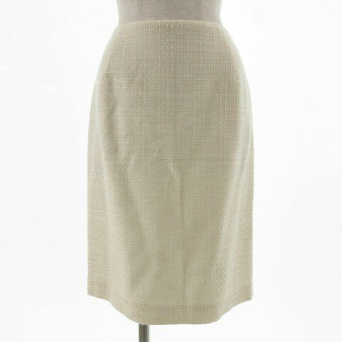 【中古】エクレールデフィ ECLAIR DEFI オンワード樫山 スカート ひざ丈 ツイード調 アイボリー オフ白 1 レディース 【ベクトル 古着】 210421