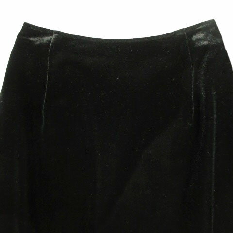 【中古】オゾック OZOC スカート ミディ丈 ビーズ刺繍 裾フレアー ベロア ストレッチ ブラック 黒 36 レディース 【ベクトル 古着】 210525