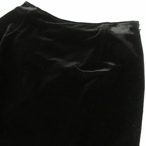 【中古】オゾック OZOC スカート ミディ丈 ビーズ刺繍 裾フレアー ベロア ストレッチ ブラック 黒 36 レディース 【ベクトル 古着】 210525