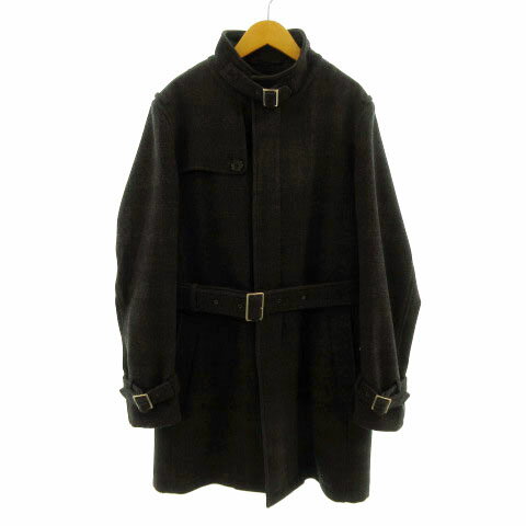 Rakuten - 【中古】ユナイテッドアローズ UNITED ARROWS コート スタンドカラー ライナー付き サッシュベルト グレンチェック グレー M メンズ 【ベクトル 古着】 211012
