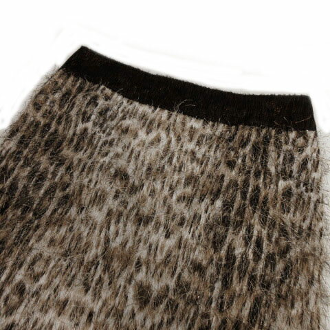 【中古】アドーア ADORE スカート ひざ丈 切替え ファー ラメ ヒョウ柄 レオパード ブラウン 茶 ベージュ ホワイト 白 36 レディース 【ベクトル 古着】 210719