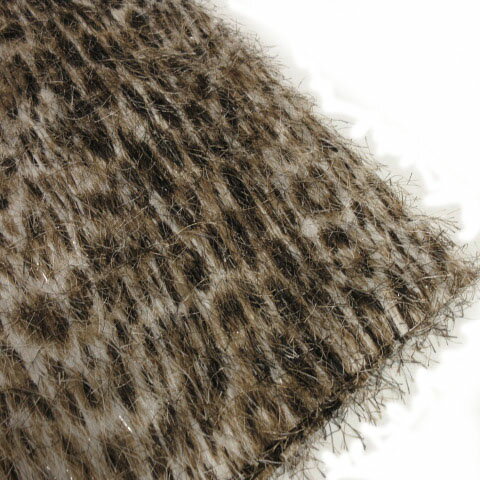 【中古】アドーア ADORE スカート ひざ丈 切替え ファー ラメ ヒョウ柄 レオパード ブラウン 茶 ベージュ ホワイト 白 36 レディース 【ベクトル 古着】 210719