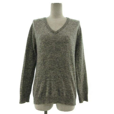 V-Neck - 【中古】アパレルメイド APPAREL MADE ニット セーター 長袖 Vネック ウール混 グレー FREE レディース 【ベクトル 古着】 220713