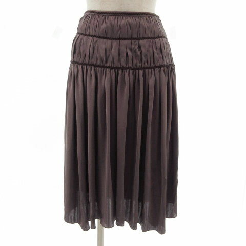 【中古】ボールジー BALLSEY トゥモローランド スカート フレア ギャザー ひざ丈 シンプル パープル系 ..