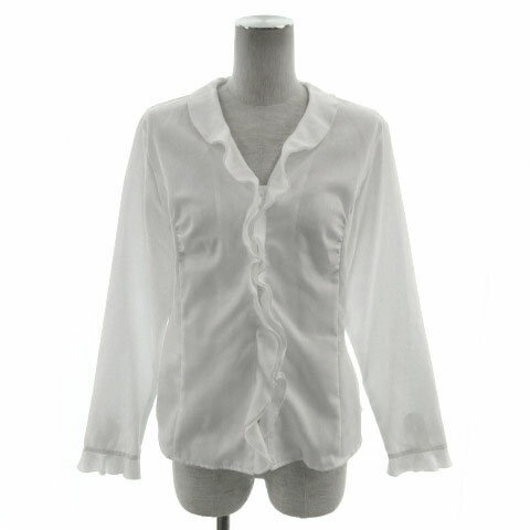 タビ インターナショナル Tabi International シャツ 長袖 丸襟 フリル 日本製 ホワイト 白 M レディース  210930