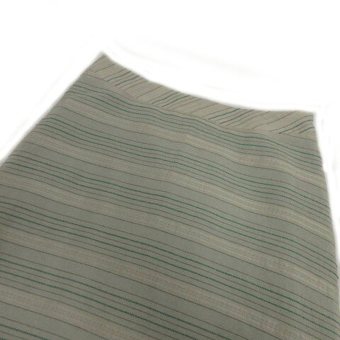 ブランド古着ベクトルプレミアム店の【中古】ルージュヴィフ Rouge vif スカート ミディ丈 フリル 日本製 ボーダー グリーン 緑 グリーングレー ベージュ グレー 1 レディース 【ベクトル 古着】 211009｜アングル2