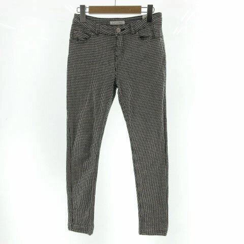 【中古】ローリーズファーム LOWRYS FARM パンツ スキニー 千鳥柄 ストレッチ コットン混 ブラック 黒 ホワイト 白 S レディース 【ベクトル 古着】 210928