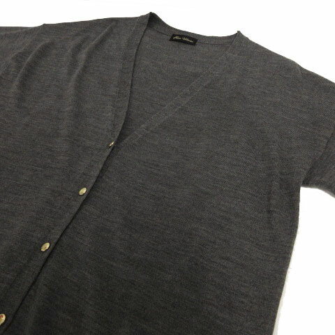 【中古】ナノユニバース nano universe カーディガン ニット 長袖 V襟 ウール混 シンプル グレー F レディース 【ベクトル 古着】 211206