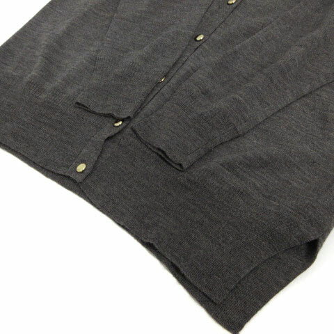 【中古】ナノユニバース nano universe カーディガン ニット 長袖 V襟 ウール混 シンプル グレー F レディース 【ベクトル 古着】 211206