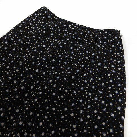 【中古】アンタイトル UNTITLED スカート フレア ミディ丈 アシンメトリー 日本製 総柄 ブラック 黒 ブルー 青 ホワイト 白 パープル 紫 2 レディース 【ベクトル 古着】 220312