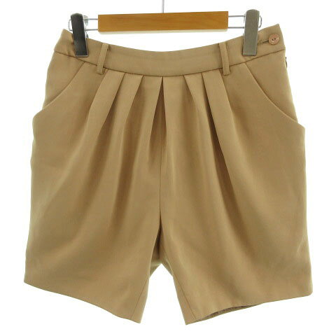 Nylon, Rayon, Polyester - 【中古】シップス SHIPS パンツ ショートパンツ キュロット タック 日本製 ベージュ M レディース 【ベクトル 古着】 220318
